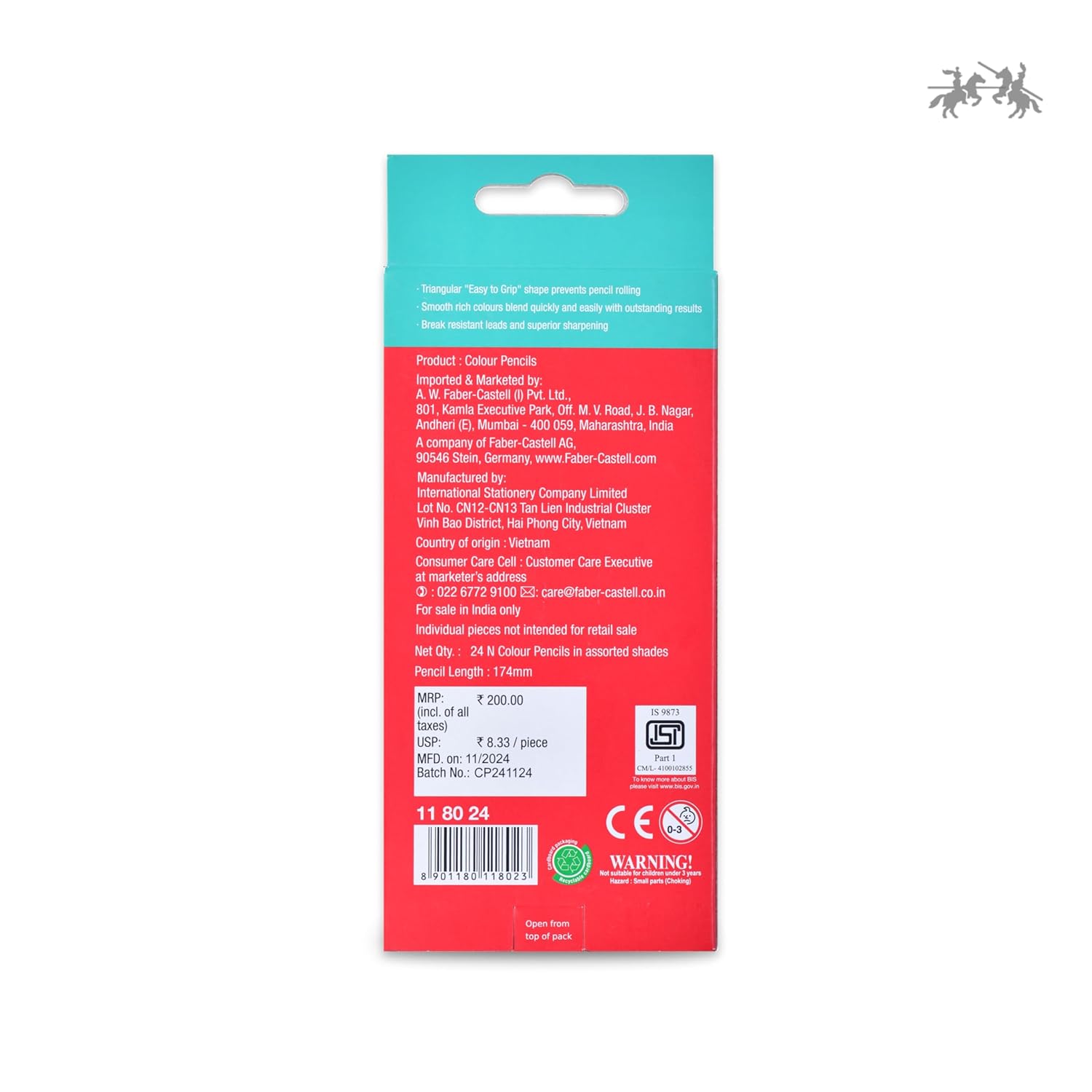 Faber-Castell Triangular Colour Pencil Set – Pack of 24