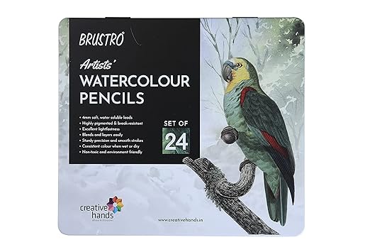 BRUSTRO Artists Watercolour Pencil |Set of 24 (in Elegant tin Box)