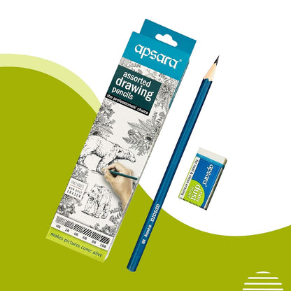 Apsara Assorted Drawing Pencils, HB, B, 2B, 2B, 4B, 6B - Pack of 6