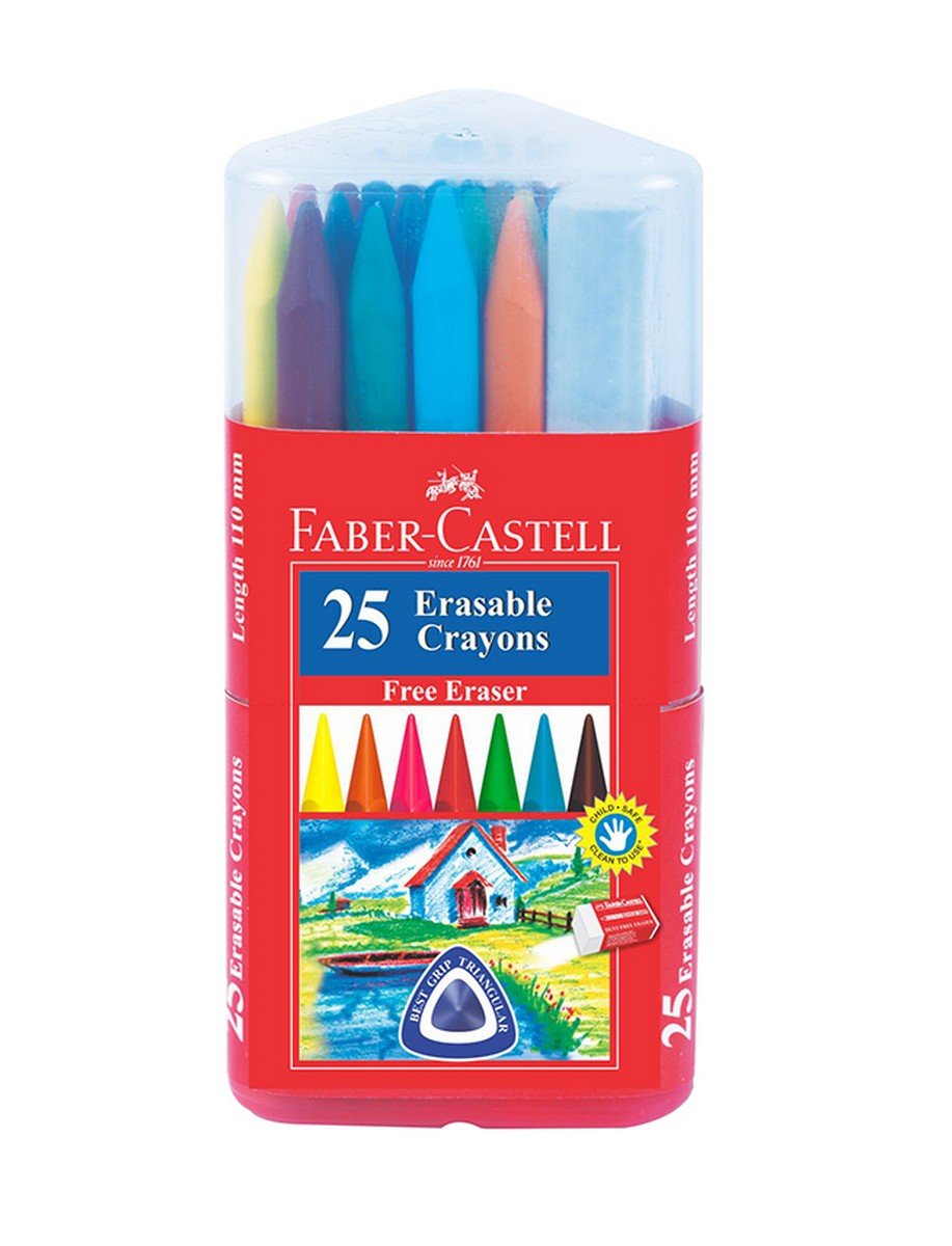 Faber-Castell Erasable Plastic Crayon Set Gift Pack- 110mm, Pack of 25