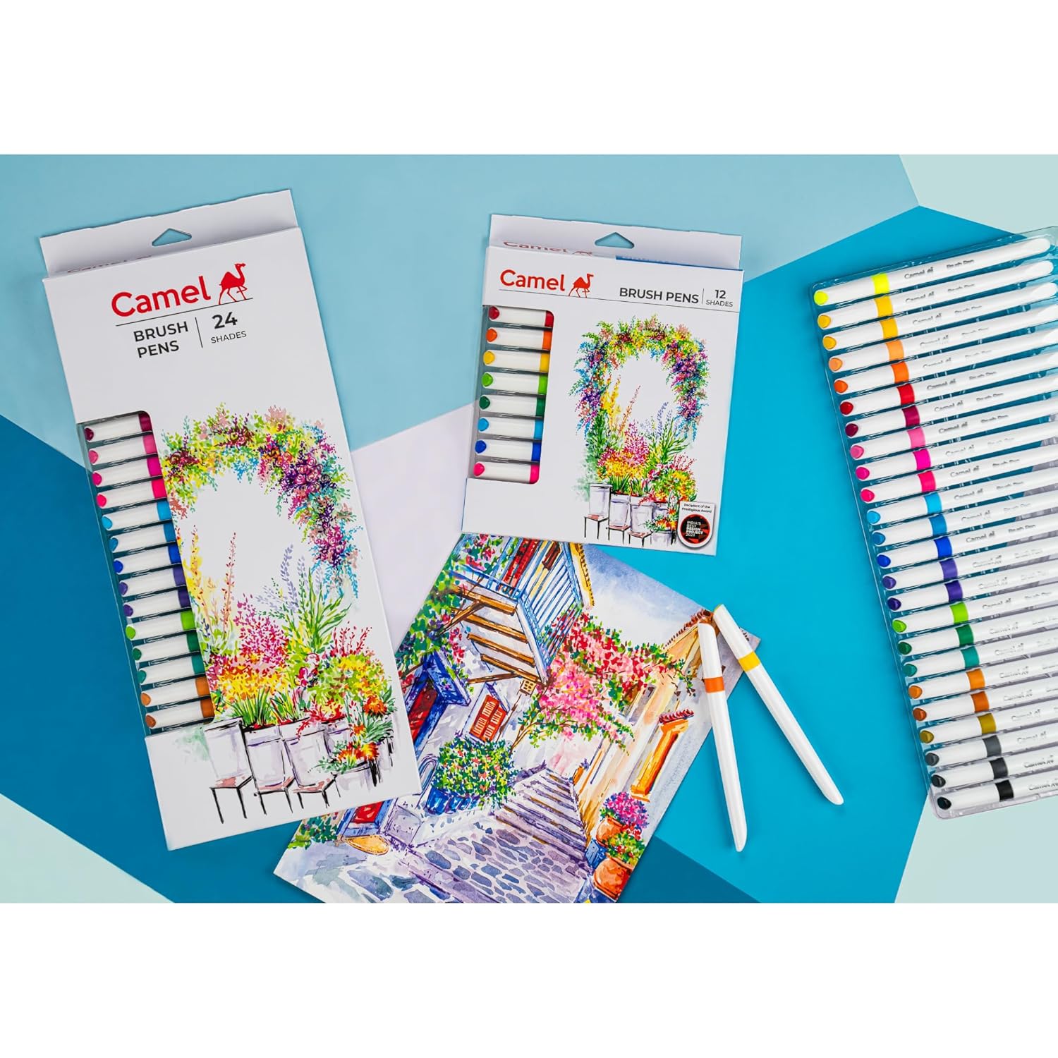 Camlin Kokuyo Brush Pens, 24 Shades (Multicolor)
