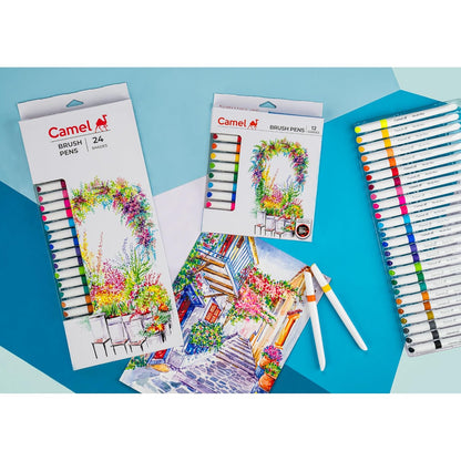 Camlin Kokuyo Brush Pens, 24 Shades (Multicolor)