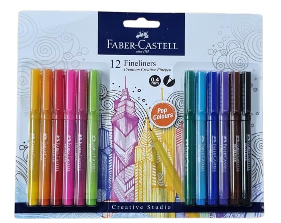 Faber-Castell 0.4mm 12 Shades Premium Fineliner Creative Pens