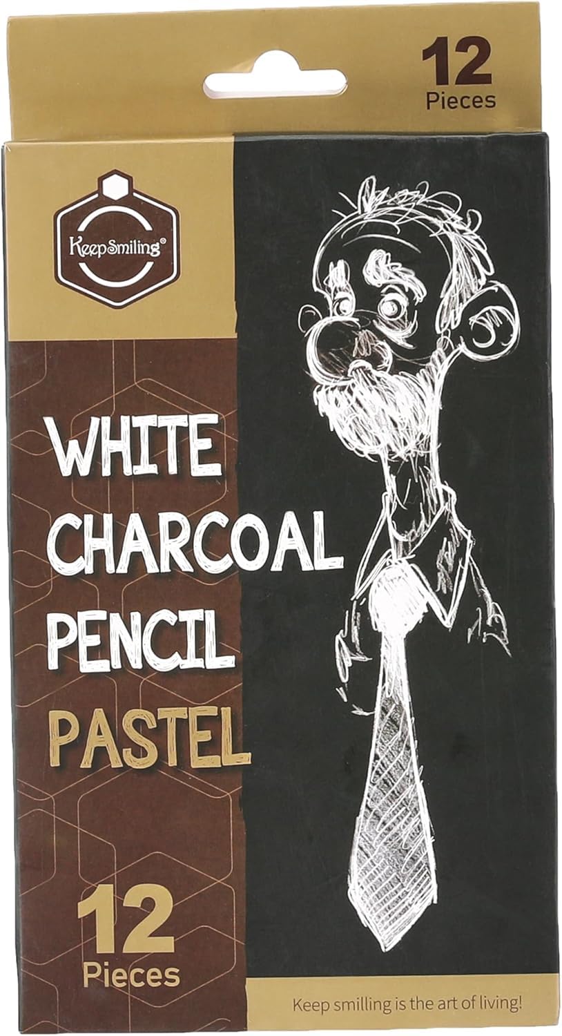 White Charcoal Pencil Pastel Set – 12 Pieces