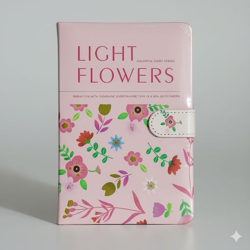 Light Flowers Magnet Lock Style Diary