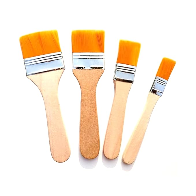 Flat Geeso Brush (Pack of 4) Flat Paddle Paint Brushes for Acrylic, Oil & Watercolour
