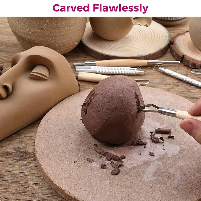 Sculpting Pottery Tools Steel Modeling Dual Headed for Clay Fondant Cake Ceramic Dough Carving Art and Craft for Beginners Artists Professionals Hobbiysts