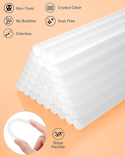 11 mm Glue Sticks for Glue Gun - 11mm x 165mm in Length - Hot Melt Transparent Glue Stick - Pack of 10