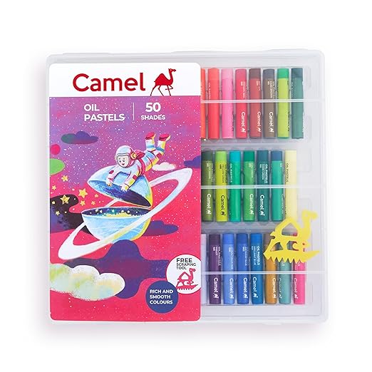 Camel Oil Pastel with Reusable Plastic Box - 50 Shades ,Multicolor