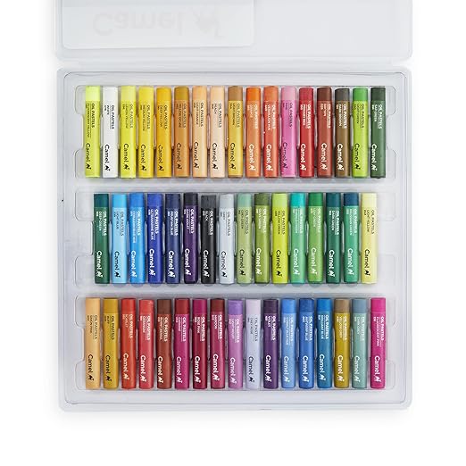 Camel Oil Pastel with Reusable Plastic Box - 50 Shades ,Multicolor