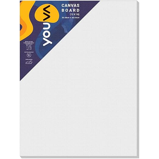 Navneet Youva |Cotton White Blank Canvas Boards for Painting, Acrylic Paint, Oil Paint Dry & Wet Art Media|12x16