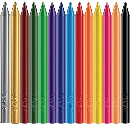 Doms 14 Shades Erasable Plastic Crayons Round Tin Box|