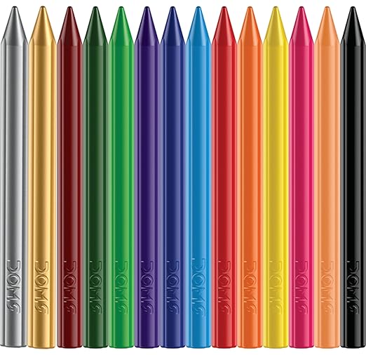 Doms 14 Shades Erasable Plastic Crayons Round Tin Box|