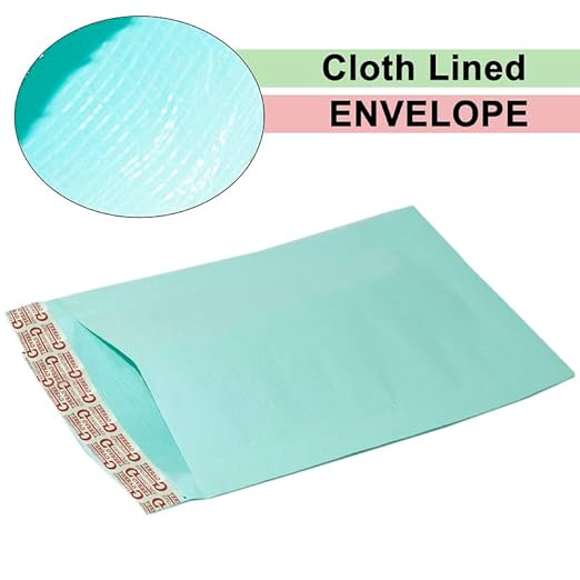 Envelope Courier Document Pouch Secure Cloth Lined,Courier Cover Green- 11 X 5 Inches - Green pack of 20