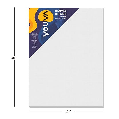 Navneet Youva |Cotton White Blank Canvas Boards for Painting, Acrylic Paint, Oil Paint Dry & Wet Art Media|12x16