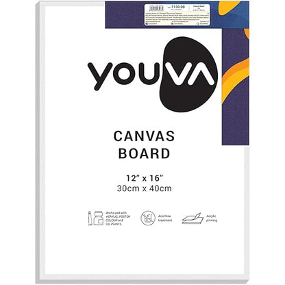 Navneet Youva |Cotton White Blank Canvas Boards for Painting, Acrylic Paint, Oil Paint Dry & Wet Art Media|12x16