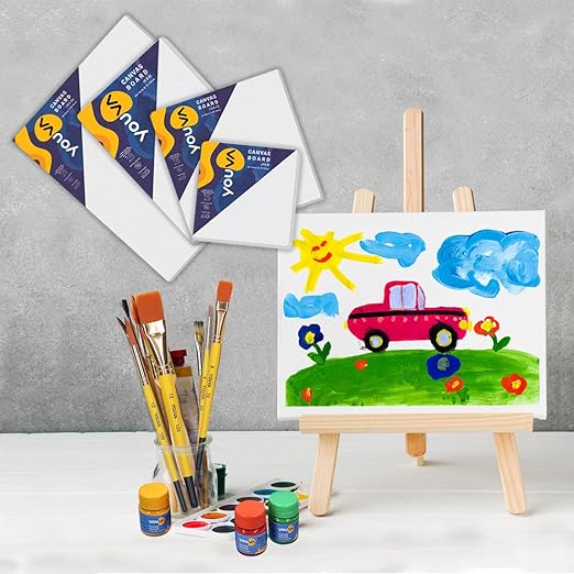 Navneet Youva |Cotton White Blank Canvas Boards for Painting, Acrylic Paint, Oil Paint Dry & Wet Art Media|4x4