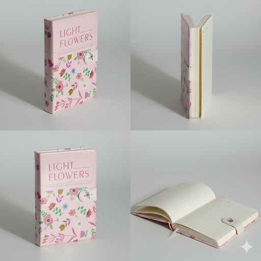 Light Flowers Magnet Lock Style Diary