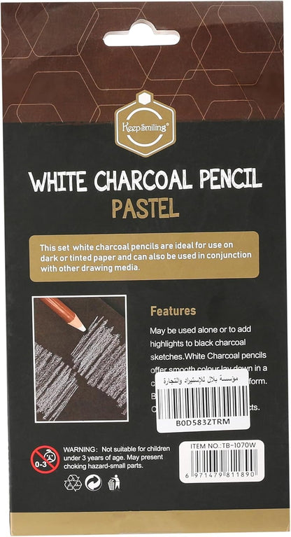 White Charcoal Pencil Pastel Set – 12 Pieces