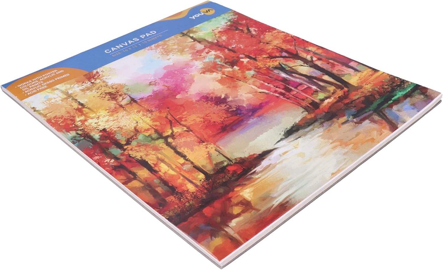 YOUVA Canvas Pad for Painting, Sketch, Acrylic & Oil Paint, Size 10" x 12", 10 Sheets