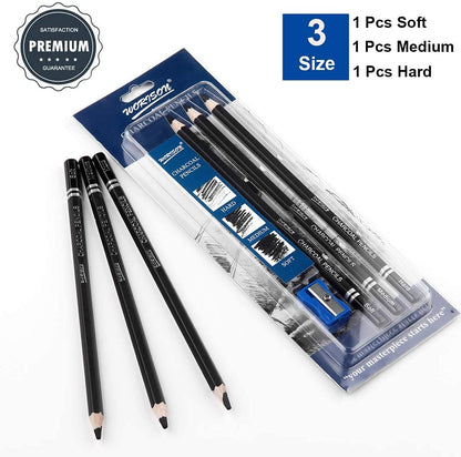 Worison Artist Black Charcoal Pencils Set - 3 Pieces