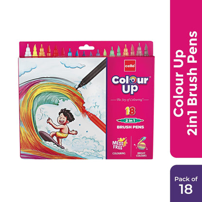Cello Brush Tip Pens Multicolor 18 Shades Set (Pack of 1)