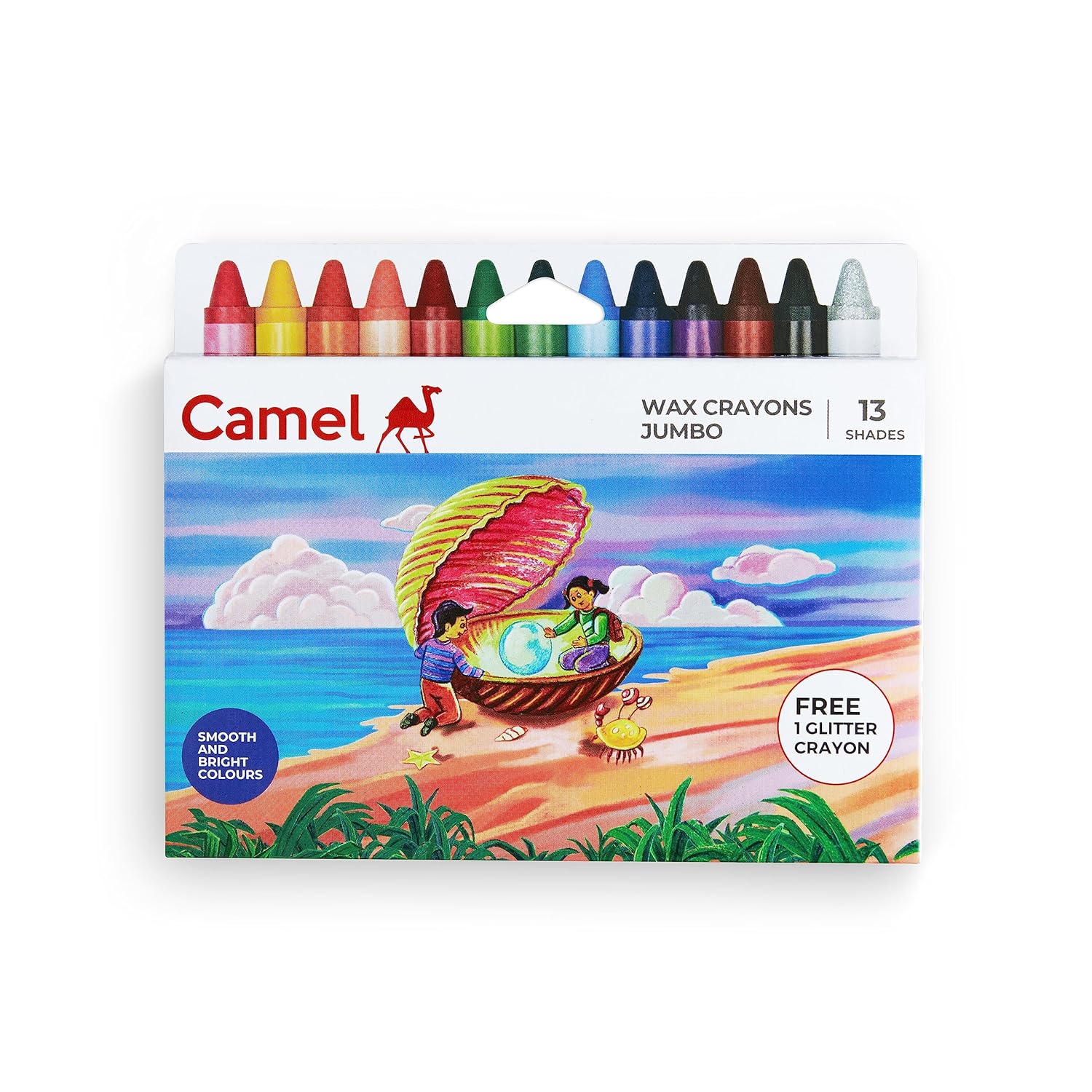 Camel Wax Crayons + 1 Glitter Shade Free - 12 Shades