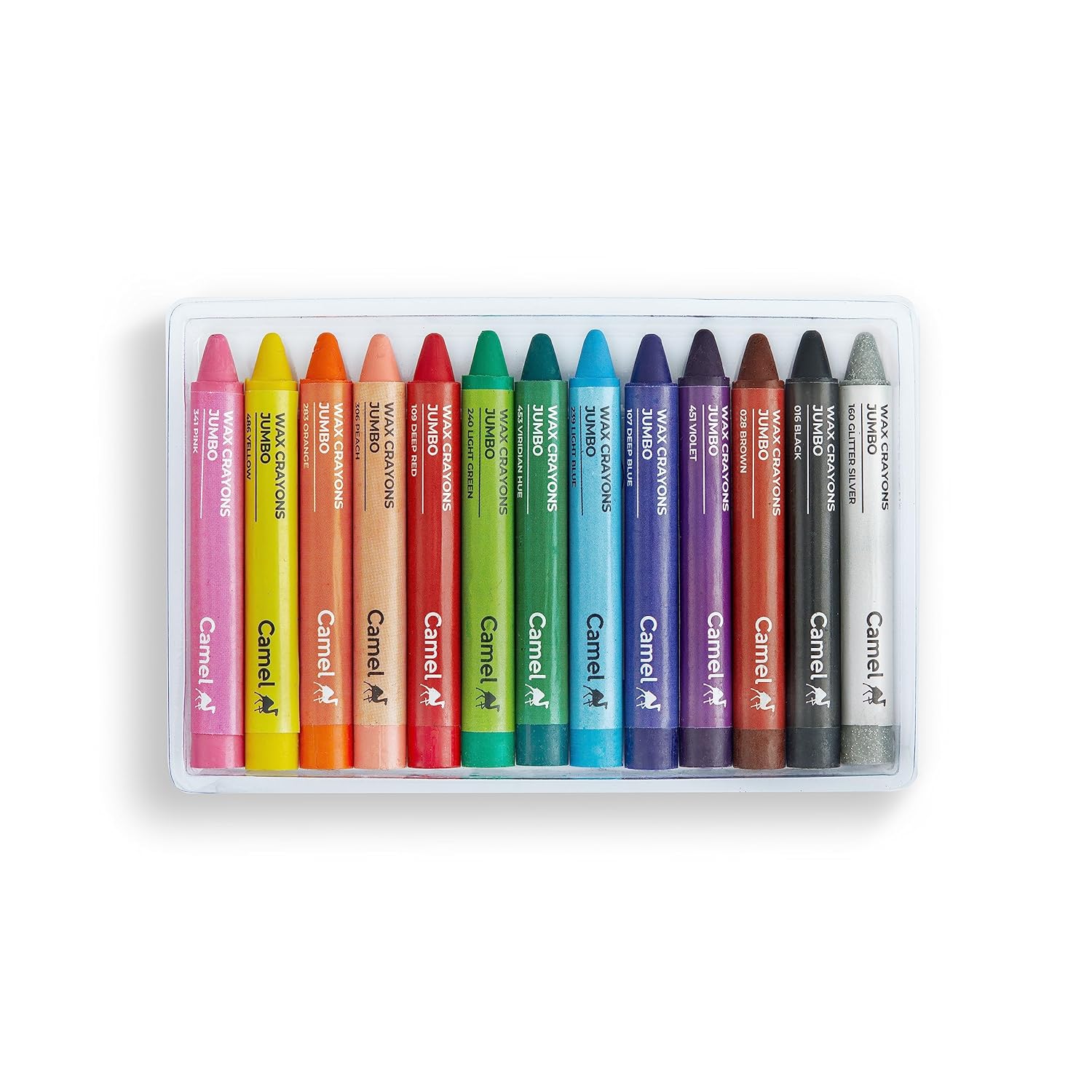 Camel Wax Crayons + 1 Glitter Shade Free - 12 Shades