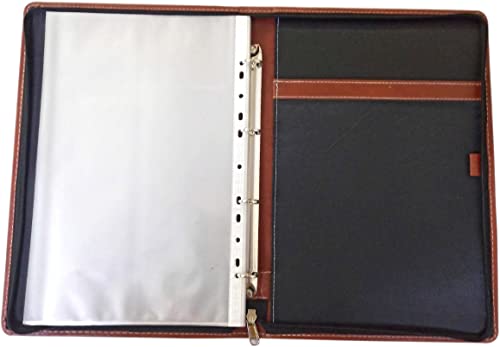 Worldone Executive Folder for Documents with 10 Leaves, 4 Rings Clip That Holds Leaves Securely, Leatherite Cover
