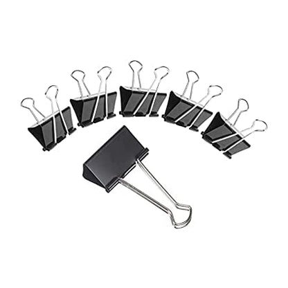 19 mm Nickel Plated-Rust Resistant Black Binder Clip, Re-usable, Long Life Paper Clips (Pack of 12 pcs)