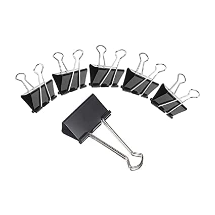 19 mm Nickel Plated-Rust Resistant Black Binder Clip, Re-usable, Long Life Paper Clips (Pack of 12 pcs)