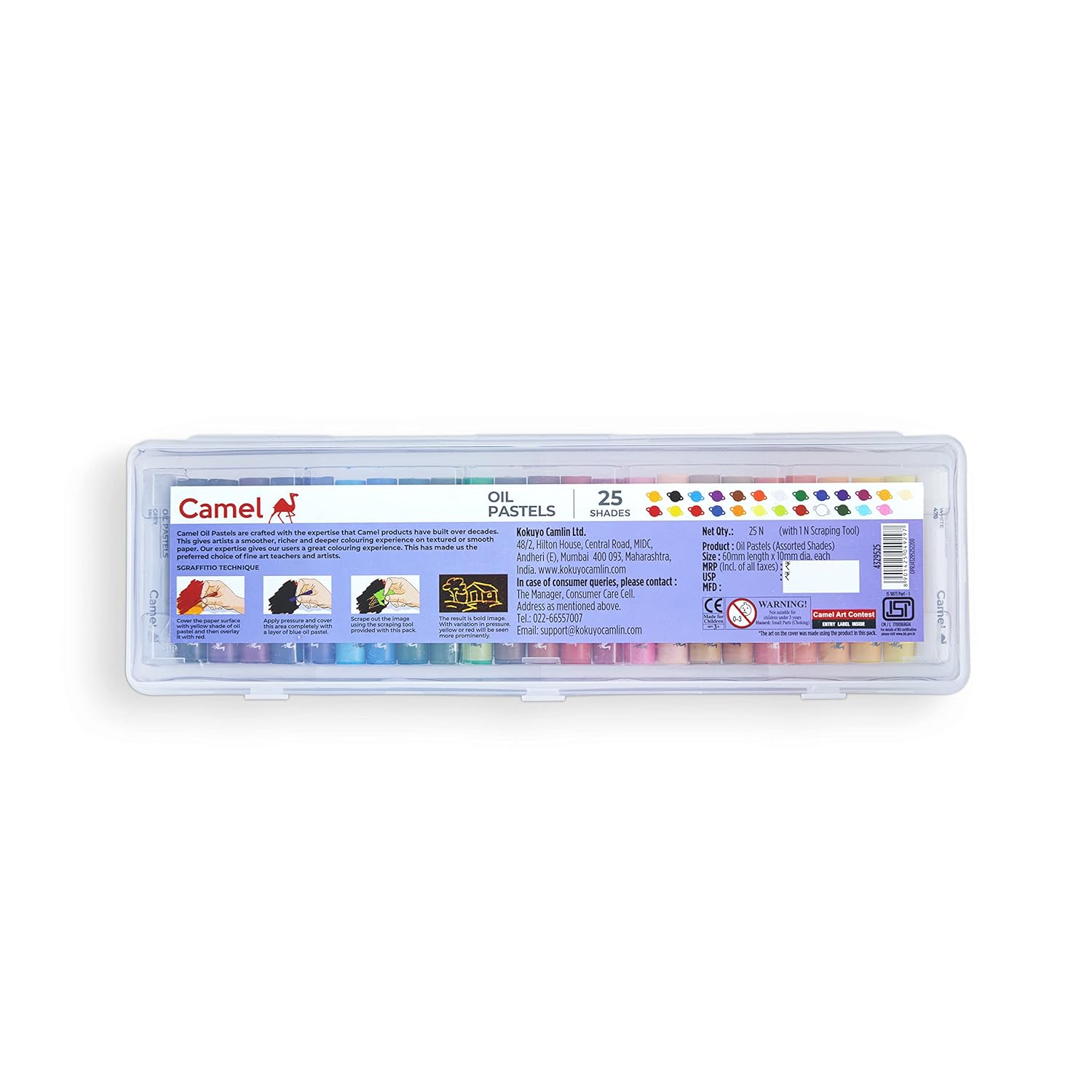 Camel Oil Pastel with Reusable Plastic Box - 25 Shades
