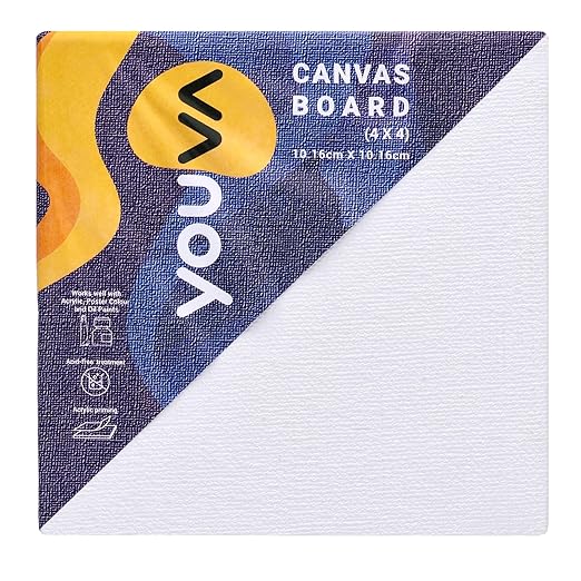 Navneet Youva |Cotton White Blank Canvas Boards for Painting, Acrylic Paint, Oil Paint Dry & Wet Art Media|4x4