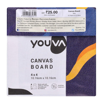 Navneet Youva |Cotton White Blank Canvas Boards for Painting, Acrylic Paint, Oil Paint Dry & Wet Art Media|4x4