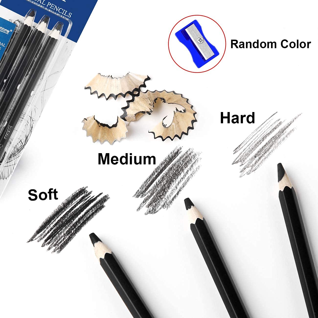 Worison Artist Black Charcoal Pencils Set - 3 Pieces