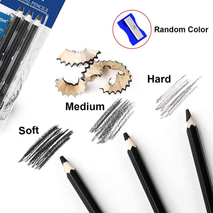Worison Artist Black Charcoal Pencils Set - 3 Pieces