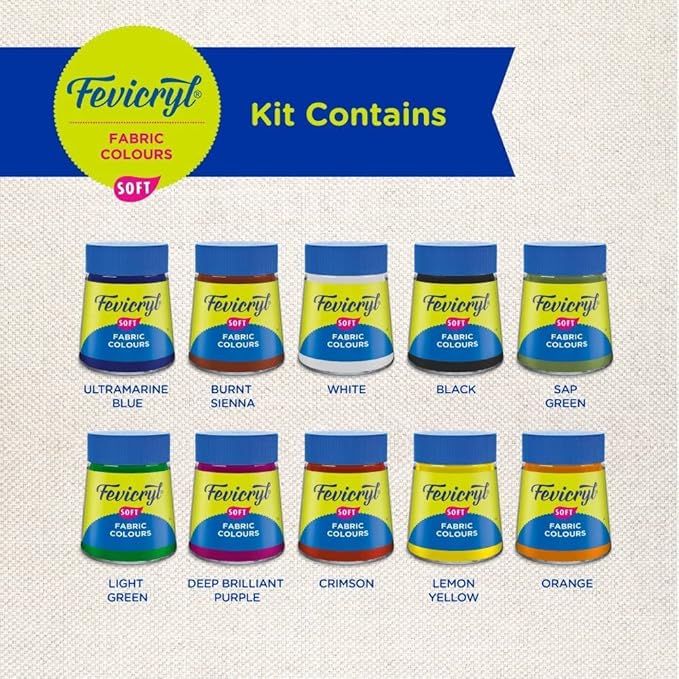 Pidilite Fevicryl Fabric Colour Kit- 20ml for Fabric Painting