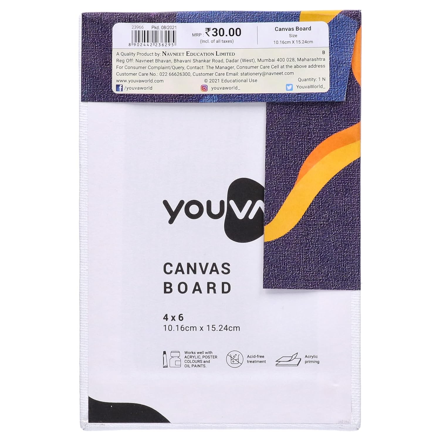 Navneet Youva |Cotton White Blank Canvas Boards for Painting, Acrylic Paint, Oil Paint Dry & Wet Art Media|4" x 6"