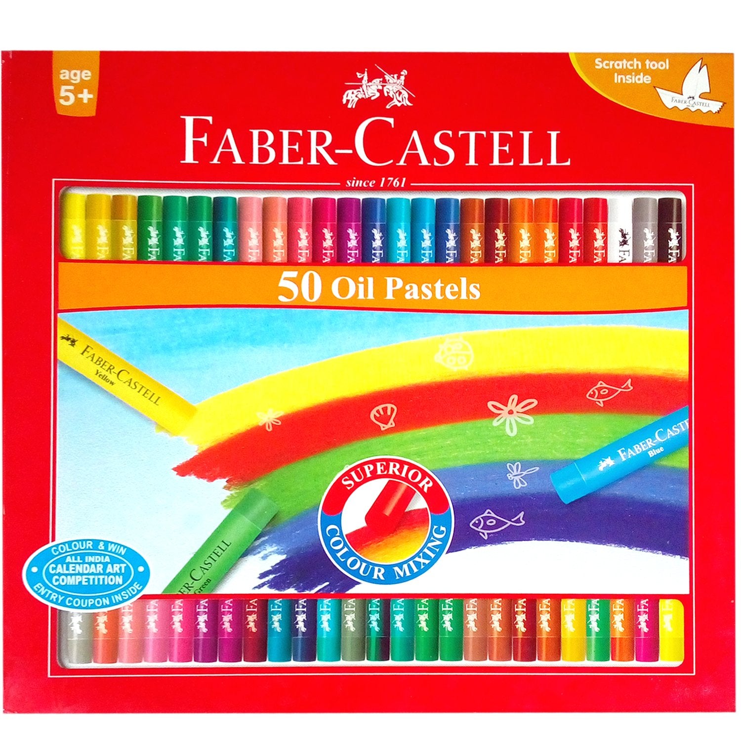 Faber-Castell 50 Oil Pastels - 50 Numbers Carton, Ink Black
