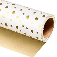 Gold Polka Dot Gift Wrapping Paper Roll (5 mtr Approx)