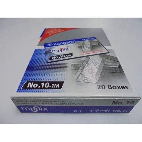 Kangaro Desk Essentials NO. 10-1M Heavy Duty Steel Wire Staple Pins | 1000 Staples | Perfect for Office, Home & School | Pack of 20