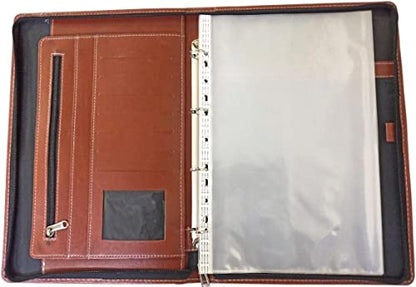 Worldone Executive Folder for Documents with 10 Leaves, 4 Rings Clip That Holds Leaves Securely, Leatherite Cover