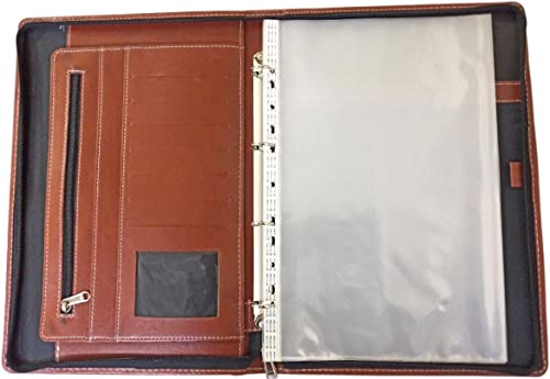 Worldone Executive Folder for Documents with 10 Leaves, 4 Rings Clip That Holds Leaves Securely, Leatherite Cover