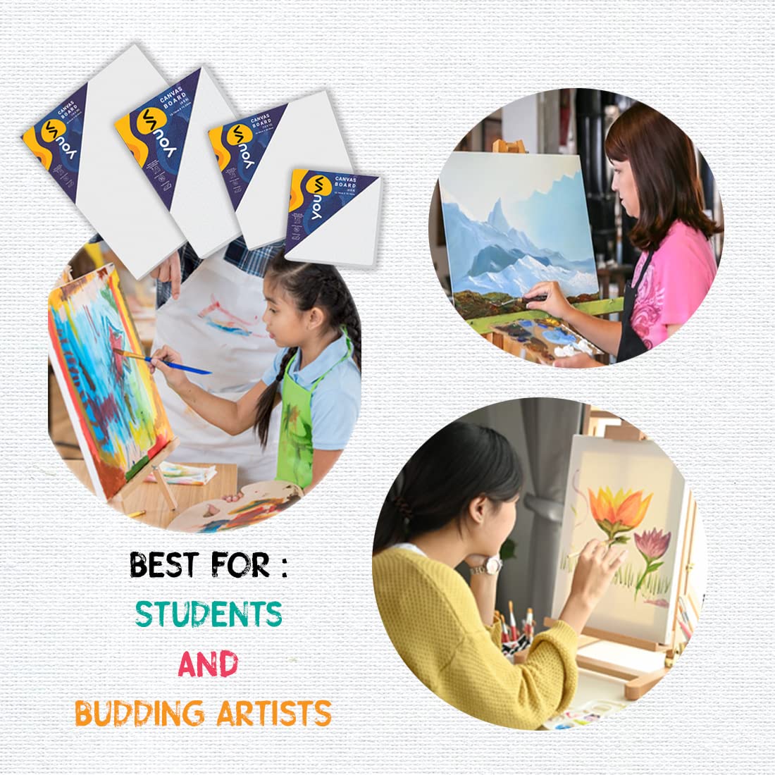 Navneet Youva |Cotton White Blank Canvas Boards for Painting, Acrylic Paint, Oil Paint Dry & Wet Art Media|6x8