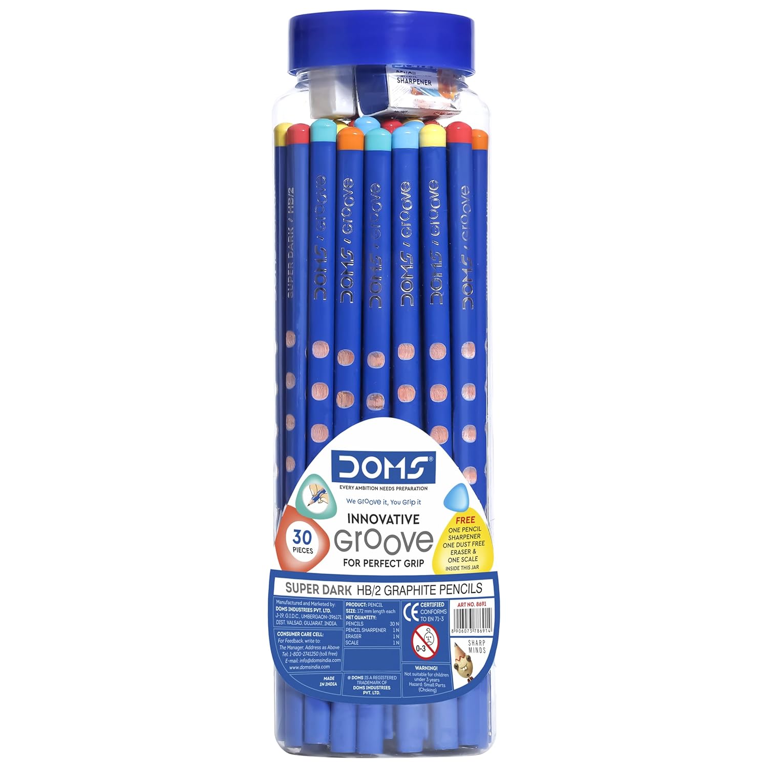 Doms Groove Super Dark HB/2 Graphite Pencils Jar Pack