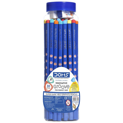 Doms Groove Super Dark HB/2 Graphite Pencils Jar Pack
