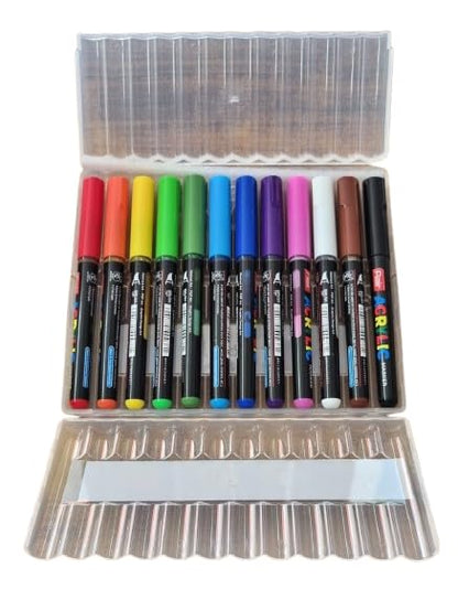 FLAIR Liquid Acrylic Marker 12 Assorted Shades With Brush Tip