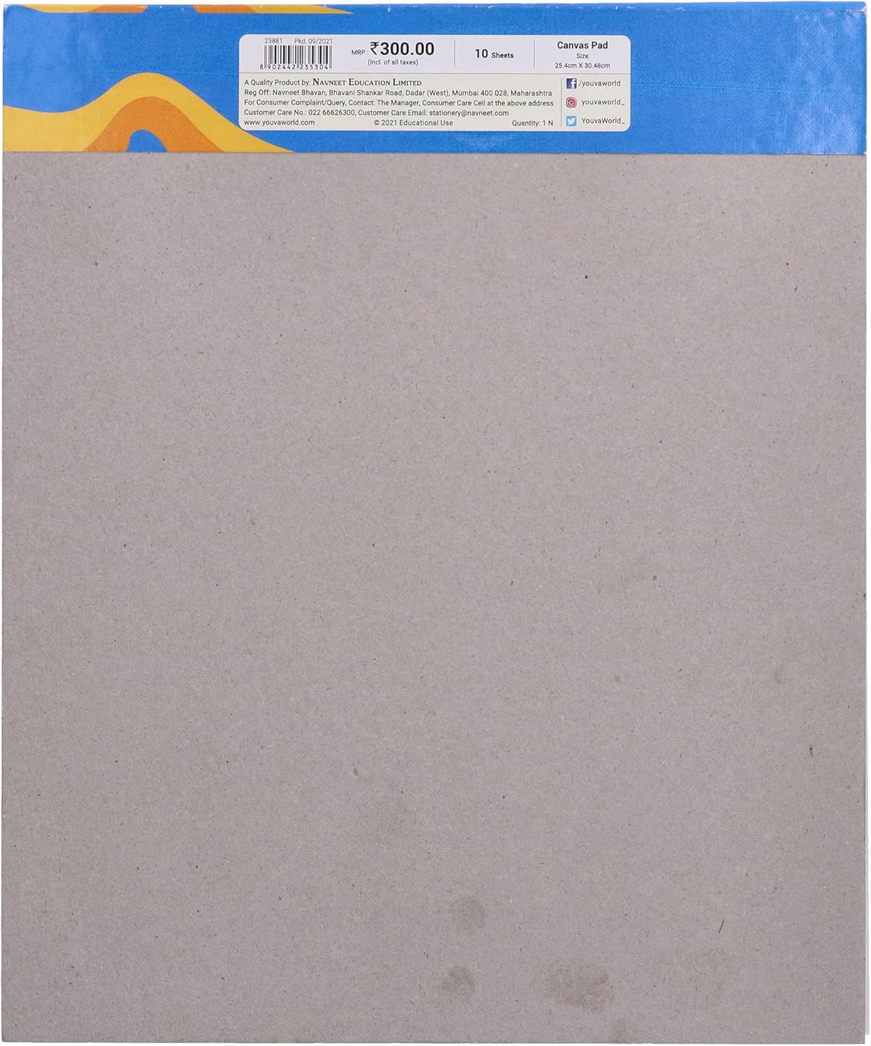 YOUVA Canvas Pad for Painting, Sketch, Acrylic & Oil Paint, Size 10" x 12", 10 Sheets