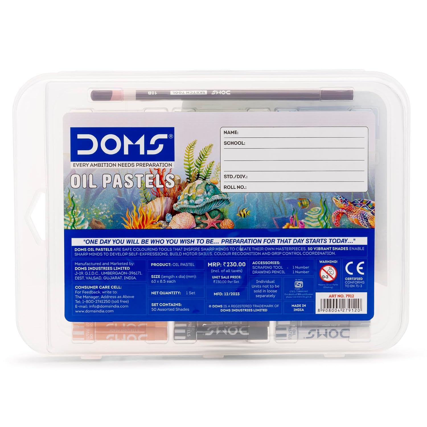DOMS 50 Shades Oil Pastel With Case|Smooth Color Intermixing For Better Effect|Bright&Intense Colors|Free Scrapping Tool|Non-Toxic&Safe For Childrens