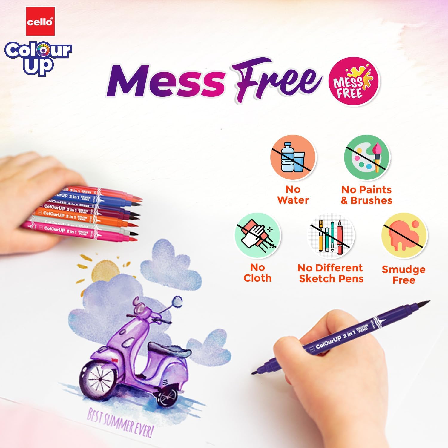 Cello Brush Tip Pens Multicolor 18 Shades Set (Pack of 1)